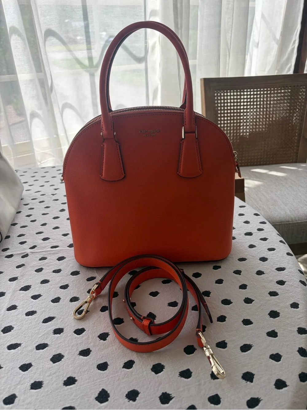 kate spade Orange Dome Satchel with Detachable Strap